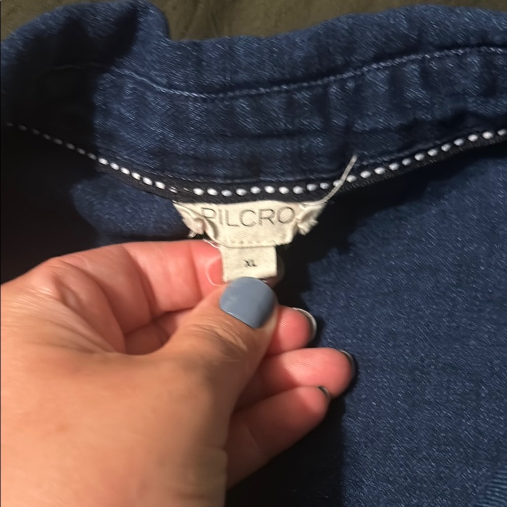 Pilcro Reworked Babydoll Blouse Chambray Jacket Lightweight Feminine - Picture 4 of 12